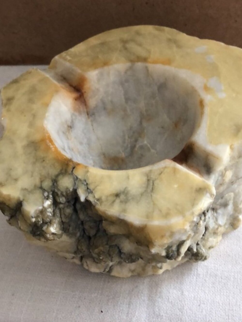 Large Vintage Marble Ashtray Yellow Italy